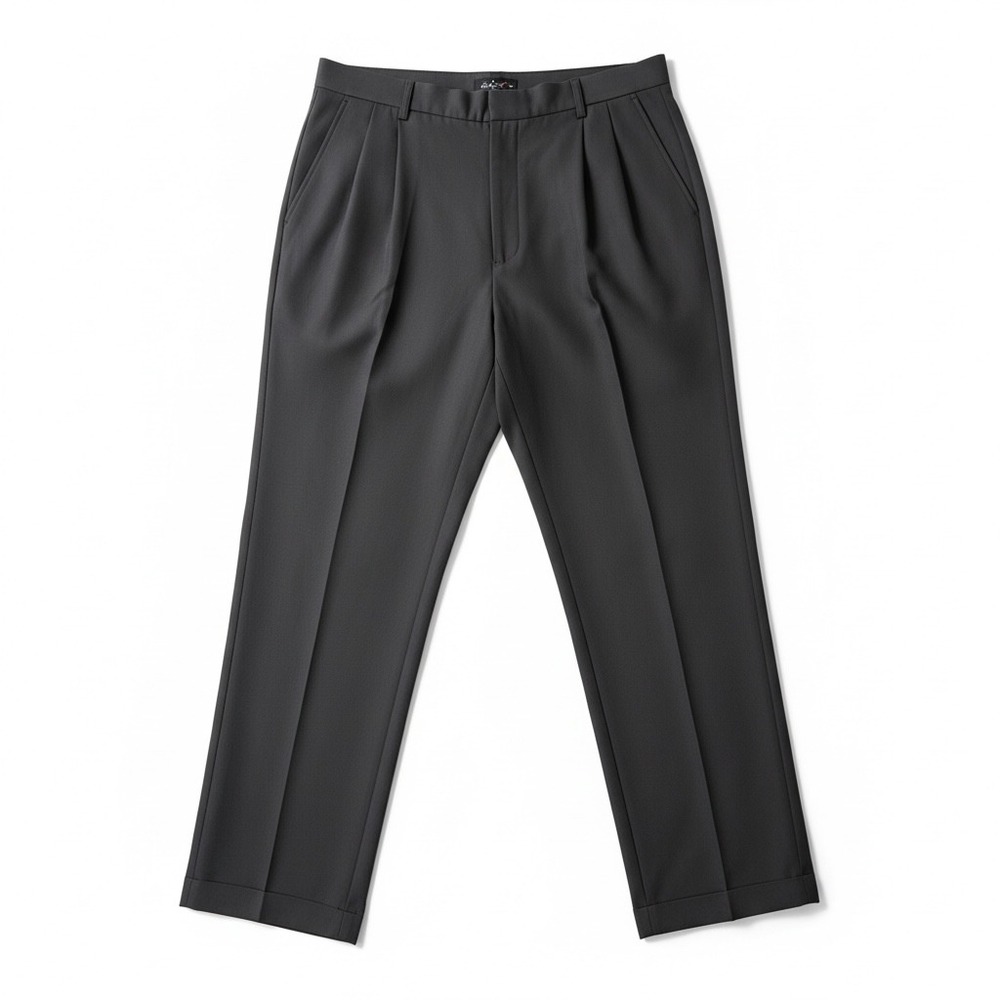 Greg Norman Mens Black Microfiber Pleated Golf Pants Cuffed 36x30 Dress Slacks